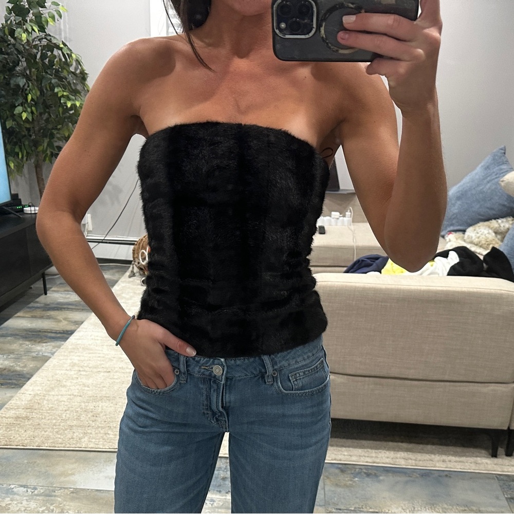 NWT Zara Faux Fur Corset Top